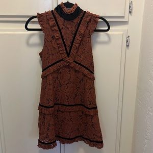 Renamed lace dress with velvet trim
